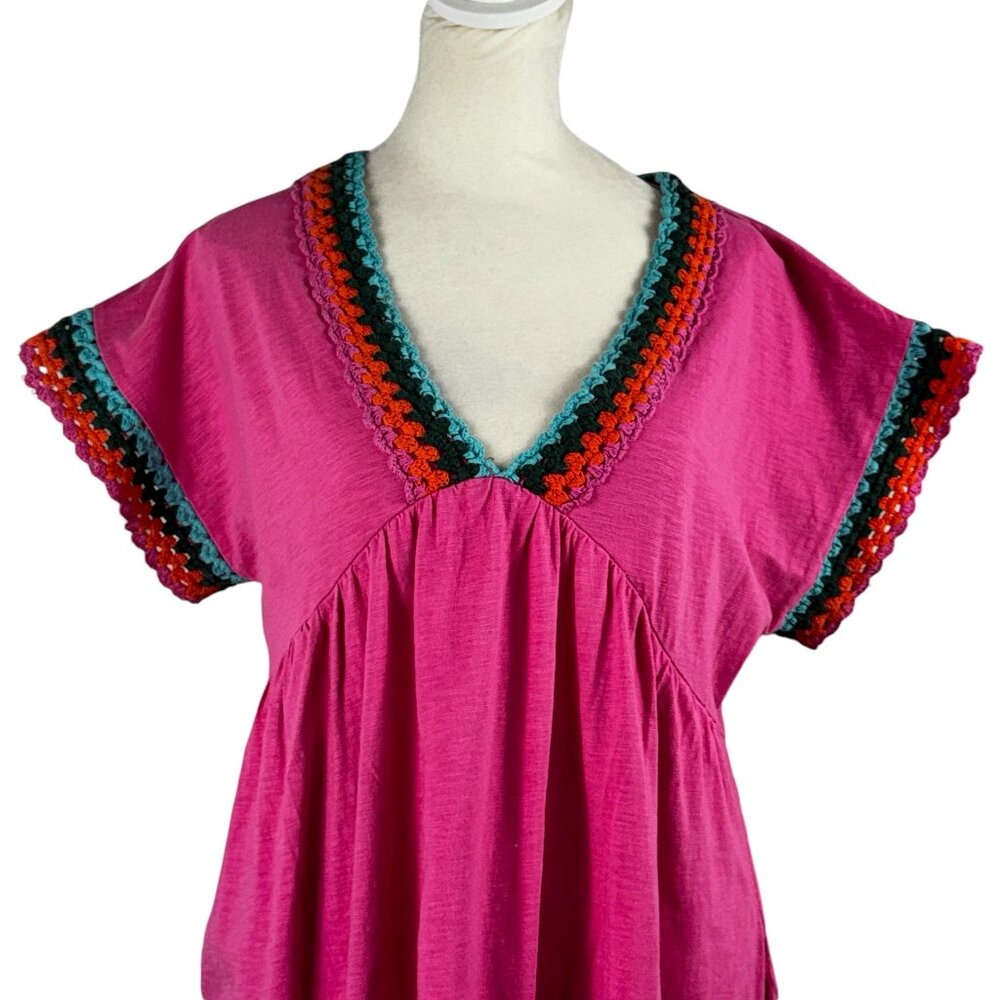 Boden Pink Crochet Trim Empire Waist Dress with Pockets Size 8P - Picture 9 of 12